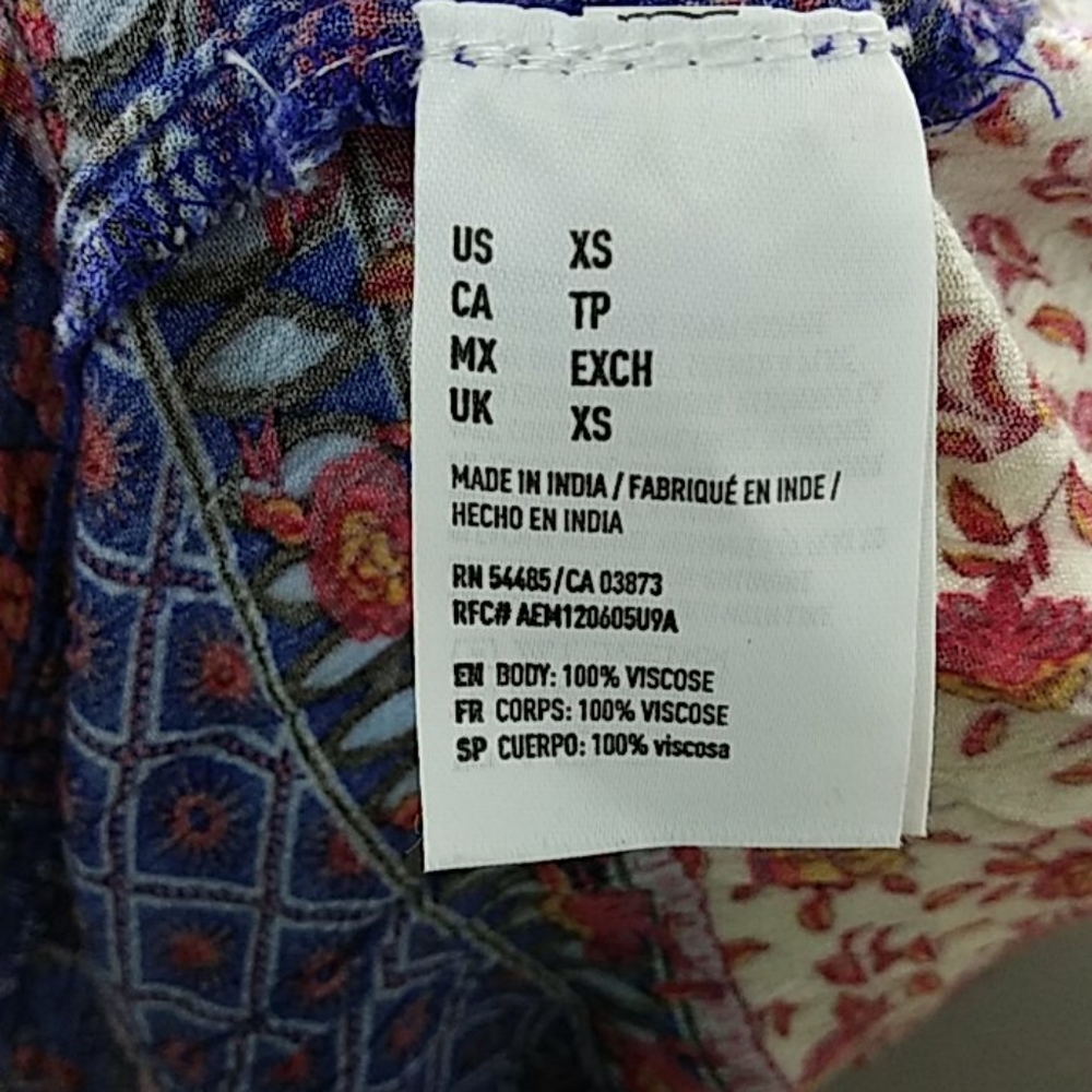 Aeo Patchwork Style Boho Cold Shoulder Dress Sz Xs - image 6